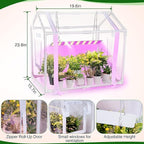 Meonum Mini Greenhouse for Indoor Outdoor, Portable Green House with 15W Plant Dimmable LED Grow Lights, Timer, 3 Light Color Mode for Indoor Outdoor Seed Starter Tray(23.6"x15.7"x19.6")