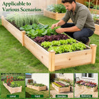 MIXC 8×2ft Wooden Horticulture Raised Garden Bed Divisible Elevated Planting Planter Box for Flowers/Vegetables/Herbs in Backyard/Patio Outdoor, Natural Wood