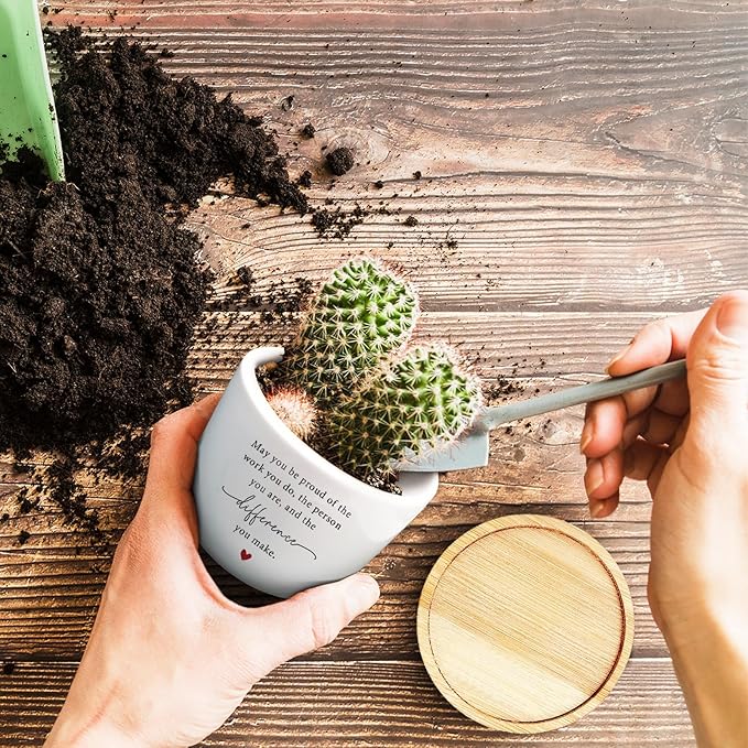 Funny Succulent Plant Pot, Cactus Flower Planter Gifts, Thank You Gifts for Coworker, Farewell Going Away Appreciation Inspirational Gifts for Women Men Boss Manager Coworkers (No Plants)