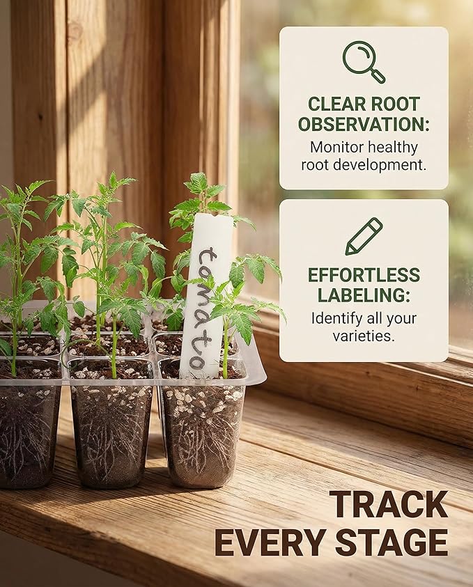 10 Packs Seed Starter Tray Seed Starter Kit with Humidity Dome (120 Cells Total Tray) Seed Starting Trays Plant Starter Kit and Base Mini Greenhouse Germination Kit for Seeds Growing Starting