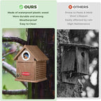 Kingsyard Recycled Plastic Bird House for Outdoors - Weatherproof Nesting Box with Clear View Panel & Predator Guard for Bluebird Wren Swallow Finch, Brown