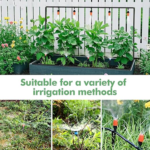 ASEVAT Drip Irrigation System Kit, 26FT+197FT Garden Watering System with Hose Distribution Tubing Drip Emitters Connectors,Automatic Drip Irrigation Kit for Plant,Greenhouse, Yard,Lawn,Patio