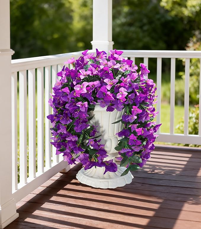 Faux Bougainvillea Artificial Flowers Plants for Outdoors Outside Decoration, 2pcs Fake Flowers Silk Long Trailing Vines UV Resistant Realistic for Front Door Porch Planter Urn Patio Balcony Yard, Mix