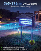 𝟐𝟎𝟐𝟔 𝐔𝐩𝐠𝐫𝐚𝐝𝐞𝐝 Solar Bug Zapper Outdoor, Mosquito Zapper Waterproof Electric Fly Zapper Rechargeable Mosquito Killer, Cordless Fly Insect Trap for Yard, Patio, Home, Garden, Camping