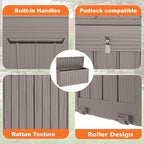 PatioZen 75 Gallon Resin Deck Box, Lockable Patio Outdoor Storage Box for Furniture, Garden Tools and Tools Storage, Waterproof Outside Storage Boxes - Grey