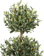 5 ft Artificial Olive Tree, Triple Ball Topiary Faux Plant with Moss & Pot, Outdoor Indoor Realistic Fake Shrubs Trees, Round Bushes Fake Shrubs Potted for Home Offices Porch Decor, Set of 1