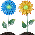 Topadorn Glow in The Dark Flower Garden Stakes – Set of 2, 25" Metal Light-Up Yard Decor with Swaying Flower Design, Outdoor Garden & Pathway Decoration