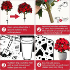 2 Pack 24.5-Inch Artificial Poinsettia Flowers with Ground Spike, Christmas Topiary Balls Trees, Faux Poinsettias Bush,Fake Poinsettia UV Realistic for Outdoor Porch Home Patio Christmas Decor