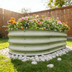Gardmax Galvanized Raised Garden Bed, Lightweight Planter Boxes Outdoor with Easy Assembly, Large Garden Bed for Vegetables, Fruits, Flower Milk White