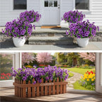 CEWOR 12 Bundles Artificial Flowers for Outdoor Indoor, Fake Silk Daisy with Eucalyptus Leaves, Faux Flower for Garden Front Door Porch Planter Patio Home Decor (Deep Purple)