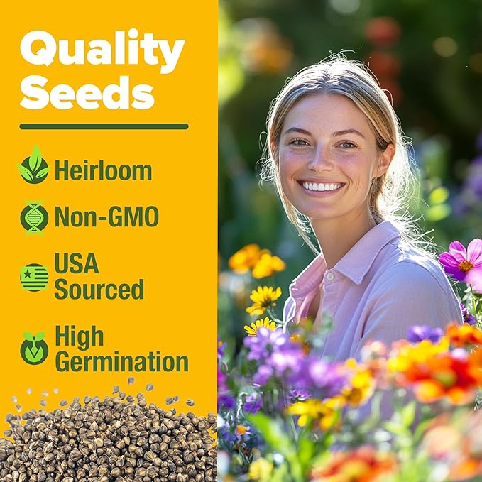 HOME GROWN Wildflower Seeds Mix - 49,100+ (2oz) Bulk Mix, 21 Varieties Wild Flower - Bee and Butterfly Garden Pack - Native Annual Flowers for Planting for Your Garden