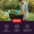 Keter Urban Bloomer 12.7‑Gallon Raised Garden Bed – Elevated Outdoor Planter Box with Self‑Watering Reservoir, Water Gauge & Drainage System, Perfect for Herbs & Vegetables, Dark Grey