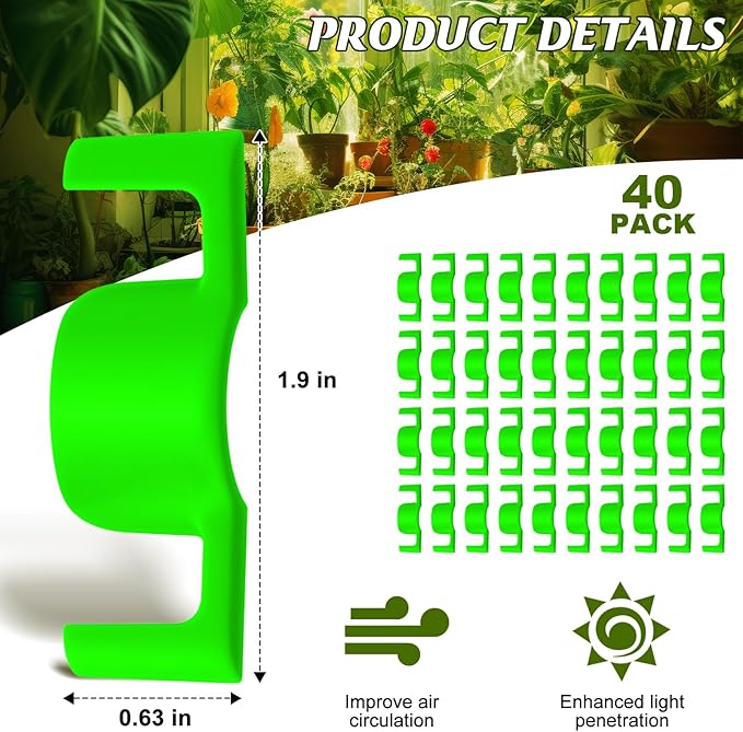 Feekoon 40 Pack Universal LST Plant Training Clips Reusable Low Stress Branch Benders for Enhanced Light Exposure & Airflow – Ideal for Indoor Gardening Cultivation to Bend or Interlock Stems(Green)