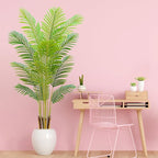5FT Faux Palm Tree Indoor with White Pot, Realistic Leaves, 12 Trunks and Adjustable Branches, Tall Artificial Plant for Living Room Office Bedroom Aesthetic Decor
