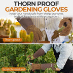 HANDLANDY Long Gardening Gloves for Men & Women, Cowhide Leather Rose Pruning Gloves- Breathable & Durable Gauntlet Glove (X-Large, Brown)