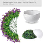 HyeFlora Artificial Faux Hanging Flowers Plants Basket for Outdoor Outside Decoration, Fake Silk Colorful Daisy in Planter for Porch Patio Garden Yard Home