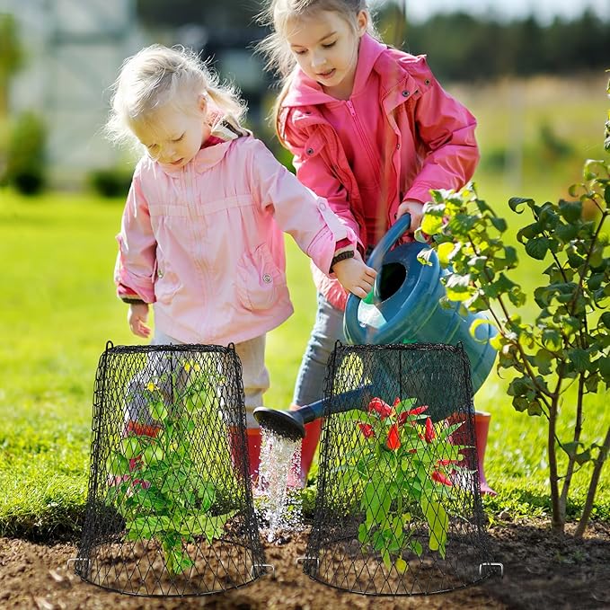 6 Packs 13.4"x12" Garden Cloches for Plants, Plant Protectors from Animals,Plant Cages for Outdoor Plants,Plant Covers from Animals,Chicken Wire Cloche with Stakes+Labels+Gloves for Protect Plants