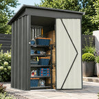 5x3 FT Outdoor Storage Shed, Metal Tool Shed with Sloping Roof and Lockable Door, Waterproof Garden Shed for Backyard, Patio, Lawn and Outdoor Storage, Black