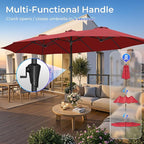 SUPERJARE 15FT Outdoor Umbrella for Patio, Double sided Pool Umbrellas with Fade Resistant Canopy, Large Table Umbrella for Deck, Market, Backyard - Burgundy(No Base)