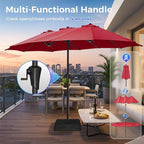 SUPERJARE 13FT Outdoor Umbrella for Patio, Double sided Pool Umbrellas with Fade Resistant Canopy, Large Table Umbrella for Deck, Market, Backyard - Burgundy(No Base)