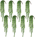 CEWOR 8pcs Artificial Succulents Hanging Greenery Plants Fake String of Pearls for Wall Home Garden Outdoor Decor (24 Inches Each Length)
