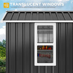 DWVO 6x4ft Large Tool Storage Shed with Window, Lockable Doors, and Sloped Roof, Oversized Steel Outdoor Storage Shed for Garden, Patio, Garage, Backyard, Lawn - Gray White