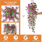Artificial Hanging Flowers for Outdoors, 2 Pcs Fake Hanging Plant for Spring Summer Decoration, UV Resistant No Fade Faux Silk Daisy Flower for Planter Porch Patio Yard Garden Decor(Light Purple Red)