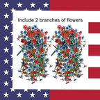 Artificial Faux Hanging Flowers Plants for Spring Outdoor Outside Decoration, 2 PCS Fake Silk Daisy with Eucalyptus UV Resistant Realistic Trailing Vines for Balcony Patio Porch (BlueRed)