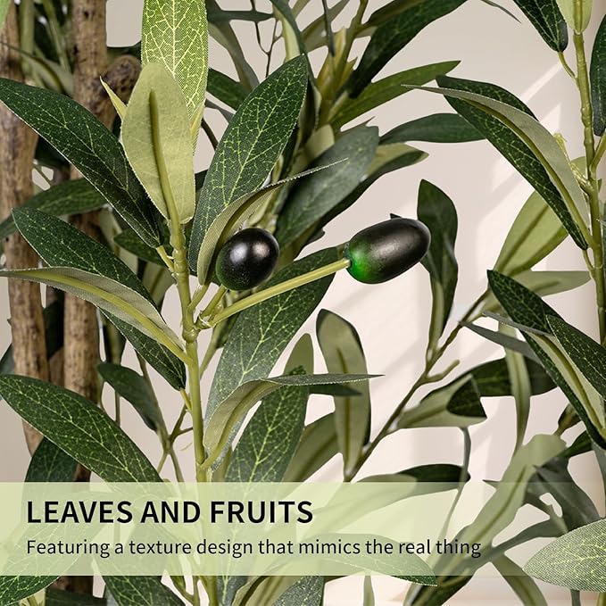 Artificial Olive Trees,6FT Tall Faux Olive Tree with Planter,Fake Olive Tree for Modern Home Office House Living Room Decor