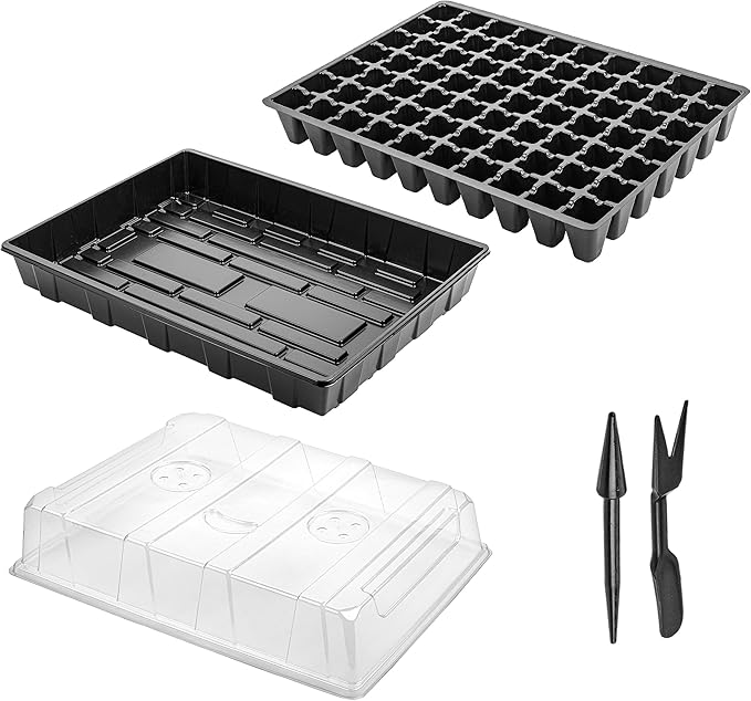 Mr. Pen- Seed Starter Tray Kit, 5 Pack, Total 350 Cells, Durable Plant Germination Trays with Humidity Vented Domes and Bases, Ideal for Seed Starting, Indoor Gardening and Greenhouse