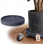 12Inch Plant Caddy with Hidden Wheels, Rolling Plants Stand with Wheel, 4 Invisible Casters, Indoor Plant Saucers on Wheels, Heavy Duty Wheeled Plant Dolly, Planter Roller Base, Gray, 2Pack