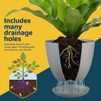 Gray Plant Pots with Drainage Holes & Saucers 15 Pack, Indoor & Outdoor Stackable Space-Saving Planters for Houseplants & Flowers, (7", 6.7", 6", 5.3", and 4.8" Inches), Durable & Weatherproof
