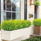 Ouddy Decor 16 Bundles Artificial Plants Outdoor Fake Grass Greenery Stems UV Resistant Faux Plastic Plants Shrubs for Spring Summer Garden Pathway Window Box Farmhouse Front Porch Home Decor, Yellow
