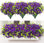 Artificial Flowers for Outdoors 12 Bundles Artificial Petunias Fake Flowers UV Resistant Shrubs Plants with Fern for Indoor Outside Hanging Planters Home Garden Summer Decorations (Purple)