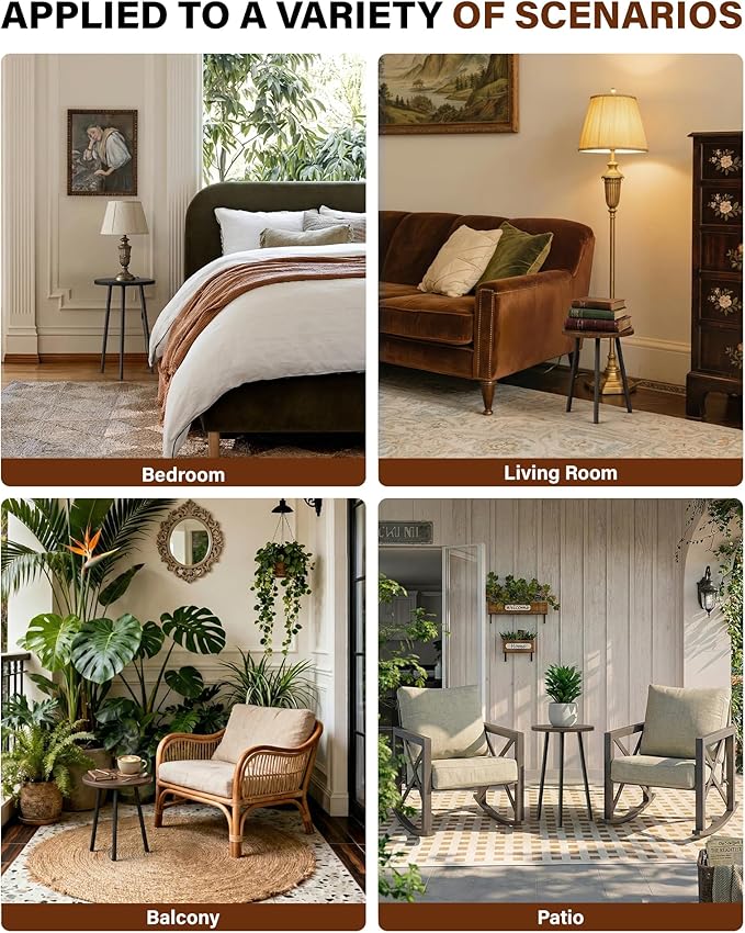 Plant Stand Indoor Tall: Corner Wood Plant Stand 2 Pack Mid Century Modern Decor - Small Round Plant Table for Indoor Plants - Outdoor Plant Holder for Patio Living Room Bathroom Office (Burlywood)