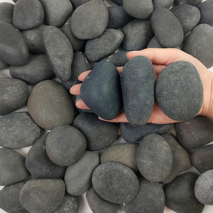 FANTIAN 5 lbs Black Stones Pebbles for Planters, 2-3 Inch Natural Decorative Black River Rocks for Outdoor Landscaping, Aquarium, Garden, Walkways, Fountain and Painting Rocks