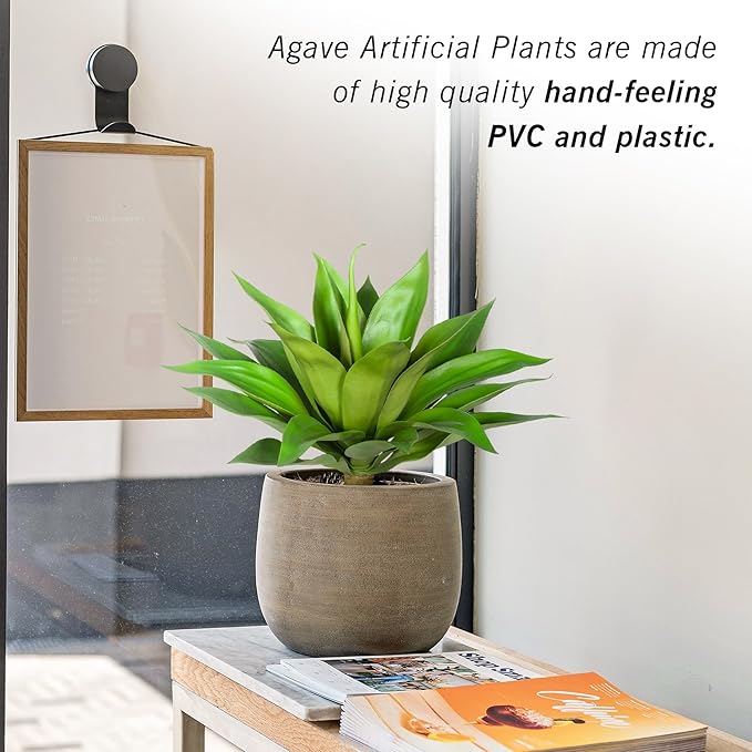Artificial Plant Artificial Agave Plants,2PCS Faux Plants for Outdoors Artificial Plant Outdoor Large UV Resistant Fake Agave Planters for Indoor and Outdoor Decorating Outdoors Plants 22"