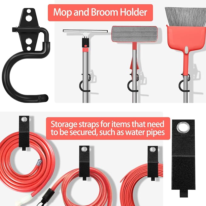 28 Pack Garage Hooks Heavy Duty - Garage Storage and Organization Ladder Hooks with Non Slip PVC Coating for Hanging Bike，Ladder，Garden Tools，Hose