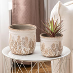 SURE YUESI for Mom from Daughter or Son, Set of 2 Ceramic Planters 4.7” & 5.7”, Vintage Brown Rustic Flower Pots Without Drainage Hole, Decorative Indoor Plant Pots for Home Decor, Living Room