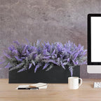 Winlyn 14" Artificial Lavender Arrangement Faux Lavender Flowers in Rustic Black Wooden Planter Box Realistic Lavender Potted Plant for Gift Farmhouse Home Wedding Table Centerpiece Mantel Shelf Décor