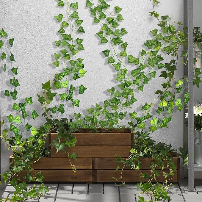CQURE 36 Pack 252Ft Artificial Ivy Garland, Green Silk Leaves, 1.5-1.8 Inch Diameter, 7 FT Long Vines, 80 Leaves Each, Decor for Weddings, Home, Garden
