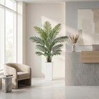 Garvee 5FT Artificial Palm Tree, Tall Faux Tropical Areca Plants with White Tall Planter, Fake Potted Tree with Lifelike Leaves for Indoor Living Room Bedroom Home Office Decor