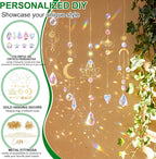 230 Pcs DIY Crystal Suncatcher Kit Lotus Style Sun Catchers Making Supplies Kit with 3 Size Tall Trellis for Potted Plants Indoor Plant Stake Suncatcher Decoration for Office Home