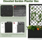 HAPPYGRILL Raised Garden Bed with Trellis, 44” Metal Elevated Garden Box for Climbing Plants Vine, Outdoor Planter Box for Yard, Garden, Balcony