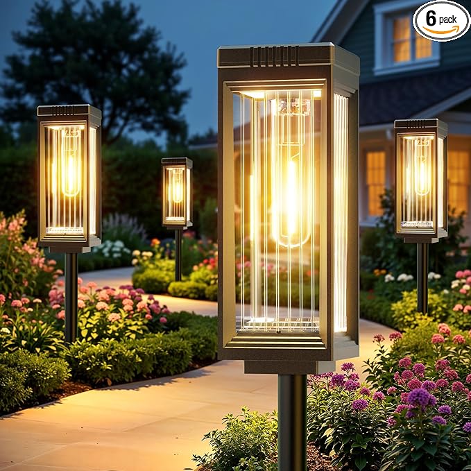 ELECLINK Solar Pathway Lights Outdoor, 6 Pack Upgraded Solar Lights Outdoor Waterproof, Bright Up to 15 Hrs Auto On/Off Garden Light for Yard Patio Lawn Path Walkway Driveway Outside Decor