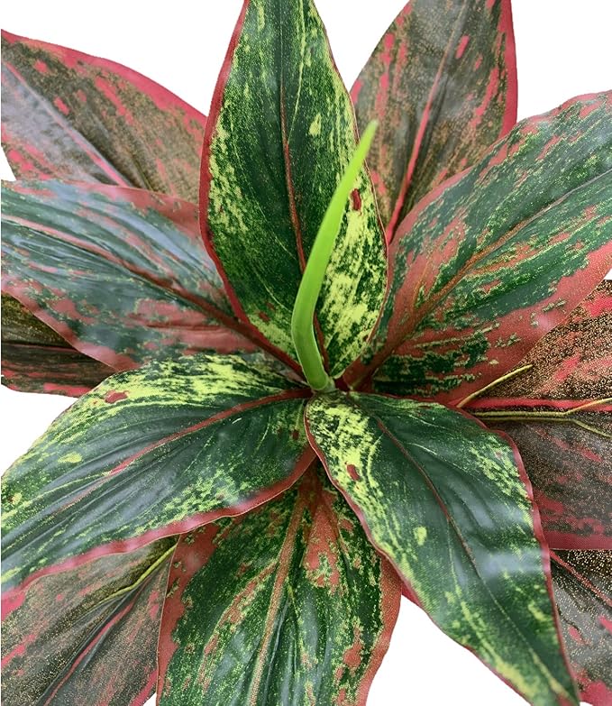CATTREE Fake Plants Artificial Plant Outdoor Shrubs Faux Grass Plastic Leaves Greenery Bushes Home Garden Wedding Party Decorations Indoor Office Yard UV Resistant Planter Filler Red 2 Pack