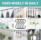 Navona 20 Pcs S Hooks for Hanging Heavy Duty, 3.5-inch Heavy Duty Metal S Hook with Safety Buckle, Suitable for 0.5 inch Rods, S Hook for Hanging Plants, Closet, Kitchen Utensil, Pot, Pan, Bags