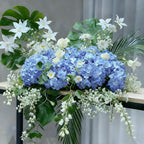 65Pcs Blue Hydrangea Artificial Flowers Bulk，Realistic Silk Fake Flowers with Stems，Faux Hydrangea Flowers for Wedding Home Decor Centerpieces Living Room Garden Party Baby Shower Decoration