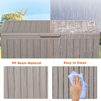 PatioZen 75 Gallon Resin Deck Box, Lockable Patio Outdoor Storage Box for Furniture, Garden Tools and Tools Storage, Waterproof Outside Storage Boxes - Grey