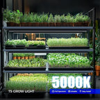 Barrina T5 Plant Lights for Indoor Growing, 3FT 128W (8 X 16W) Led Grow Light with Magnetic Design, Full Spectrum Grow Light Strip with Black Cover, Plug and Play, 5000K, 8 Packs